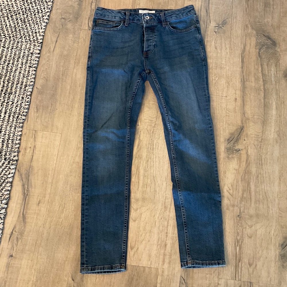 men’s TOP MAN STRETCH SKINNY DENIM JEANS SIZE: 32W/30L